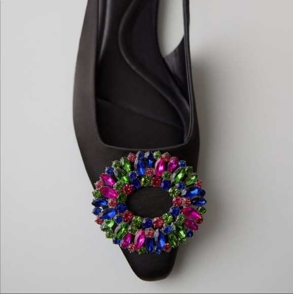 Zara Embellished Flat Slingbacks Size 6.5 Eur 37 - Picture 8 of 10